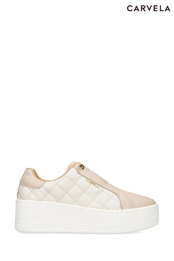 Carvela Cream Connected Laceless Quilt Trainers (N75008) | £149