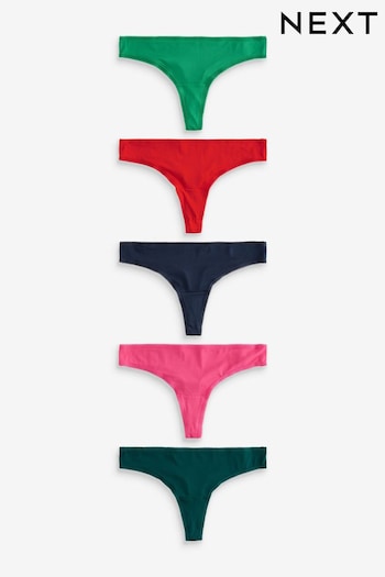 Red/Navy/Green Thong Microfibre Knickers 5 Pack (N75085) | £14