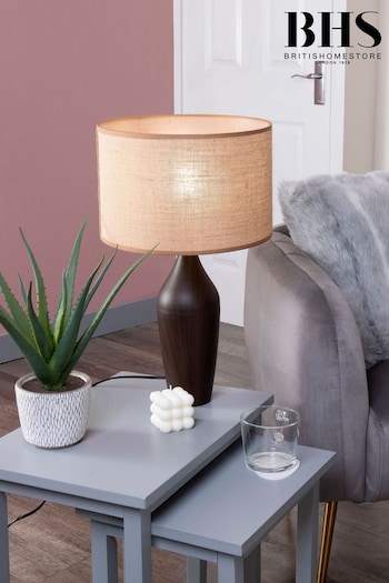 BHS Natural Eva Wooden Base Table Lamp (N75099) | £50
