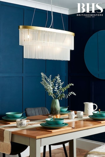 BHS Satin Brass Aubrey Oval Diner Pendant Ceiling Light (N75113) | £240