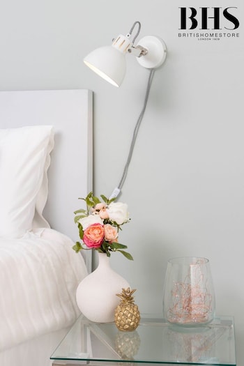 BHS White Daria Plug In Wall Light (N75133) | £25