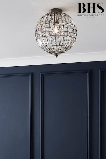BHS Silver Louisa Crystal Ball Flush Ceiling Light (N75187) | £90
