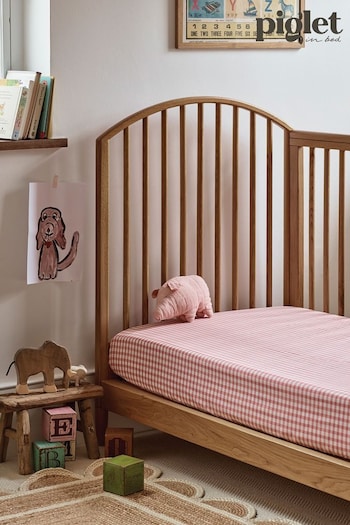 Piglet in Bed Red Dune Kids Gingham Cotton Fitted Sheet (N75283) | £32