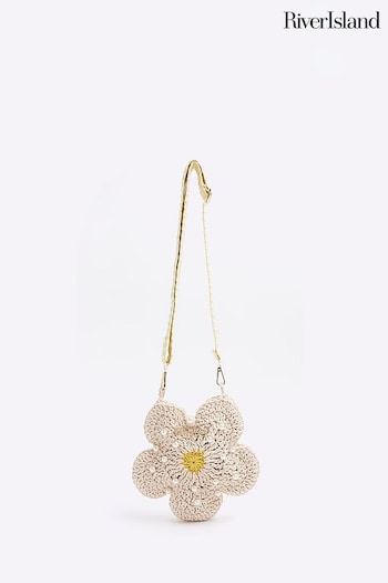 River Island Brown Cornaline Crochet Flower Cross-Body Bag (N75307) | £22