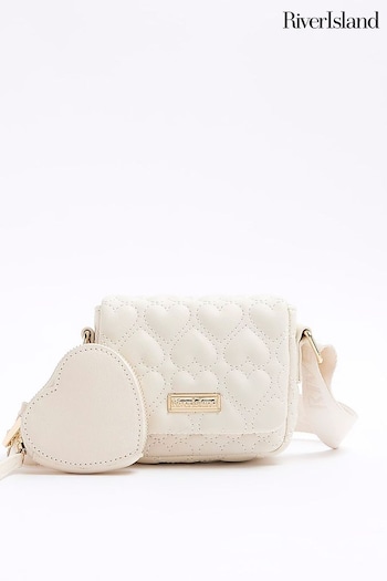 River Island Cream Girls Heart Quilt Cross-Body Bag (N75333) | £20