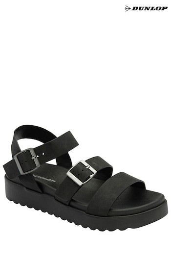 Dunlop Black Ladies Flatform Sandals (N75345) | £30