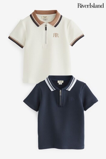 River Island Blue Boys Polo Shirts 2 Pack (N75353) | £22
