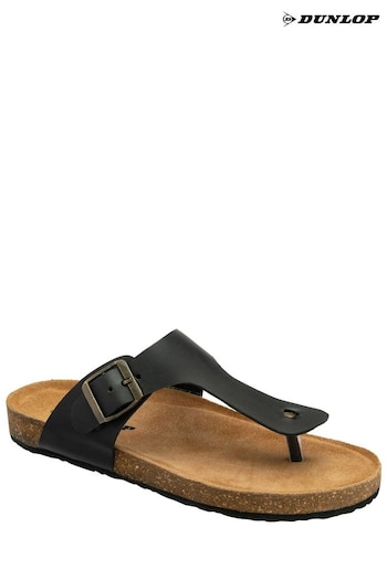 Dunlop Black Ladies Toe Post Footbed Sandals (N75359) | £30