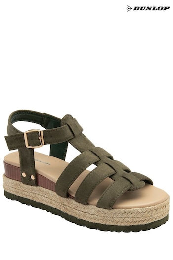 Dunlop Green Ladies Flatform Espadrille Sandals (N75367) | £30