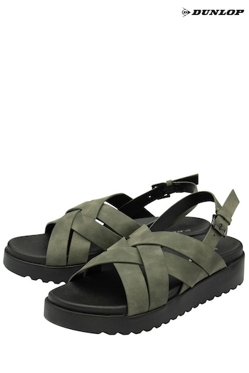 Dunlop Green Ladies Cross-Over Flatform Sandals (N75372) | £30