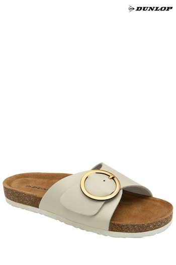 Dunlop White Ladies Single Large Buckle Footbed your Sandals (N75374) | £30