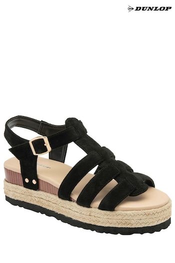 Dunlop Black Ladies Flatform Espadrille Sandals (N75388) | £30