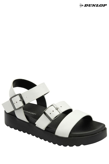 Dunlop White Ladies Flatform Sandals (N75395) | £30