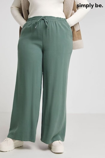 Simply Be Green Drawcord Waist Wide Leg Trousers (N75496) | £30