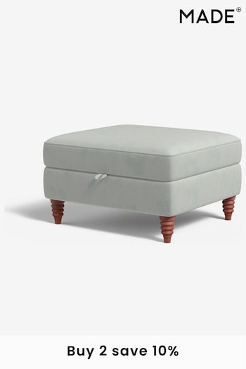 MADE.COM Cotton Weave Mineral Blue Orson Footstool (N75516) | £475