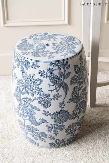 Laura Ashley Blue and White Adain Palace Drum Stool (N75686) | £150