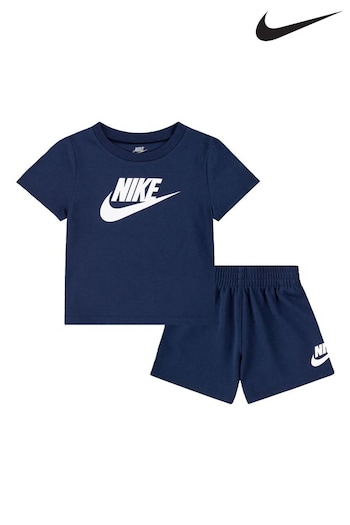 Nike classic Navy Infant Club T-Shirt and Shorts Set (N75755) | £30
