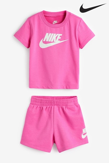 Nike aqua Pink Infant Club T-Shirt and Shorts Set (N75759) | £30