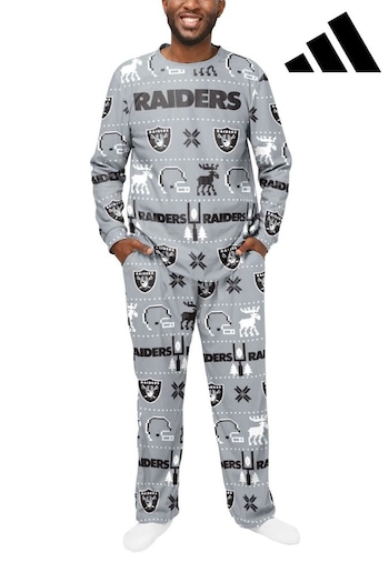 adidas Olympic Grey NFL Las Vegas Raiders Forever Collectibles 2021 Crewneck Ugly Pyjamas (N75763) | £42