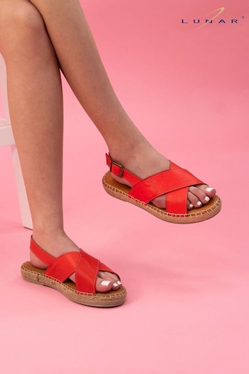 Lunar Red Lazy Dogz Mercy Red Lea. NEW sandals (N75790) | £65