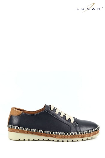 Lunar Flow Navy Lea. Shoes (N75811) | £70