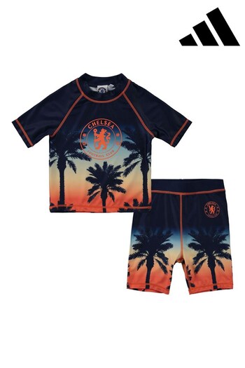 adidas Blue Chelsea Hawaiian T-Shirt And Shorts Swim Set (N75895) | £28