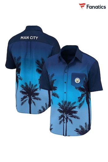 adidas football Blue Manchester City Hawaiian Shirt (N75904) | £35