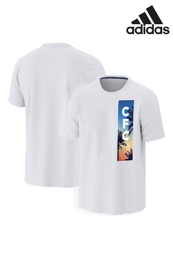 adidas White Chelsea Hawaiian Graphic T-Shirt (N75940) | £20