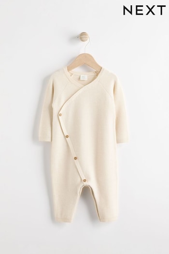 Cream Knitted Wrap Baby Romper (0mths-2yrs) (N75972) | £18 - £20