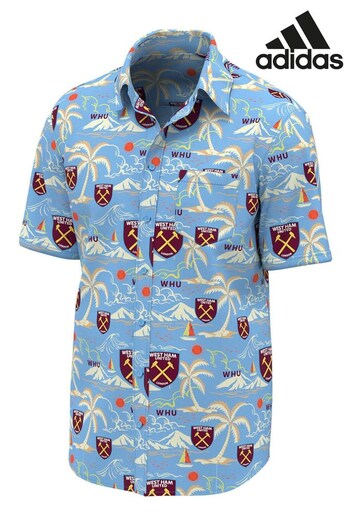 adidas Blue West Ham United Hawaiian Shirt (N75978) | £35