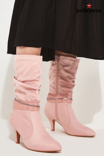 Joe Browns Pink Studded Slouchy Calf Boots Tilt (N76025) | £65