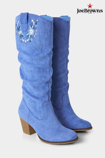 Joe Browns Blue Embroidered Knee High Boots (N76062) | £80