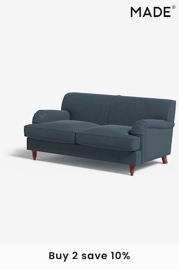 MADE.COM Matt Velvet Airforce Blue Orson 2 Seater Sofa (N76201) | £999
