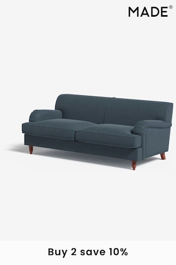 MADE.COM Matt Velvet Airforce Blue Orson 3 Seater Sofa (N76202) | £1,099