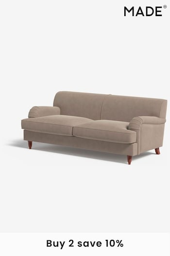 MADE.COM Matt Velvet Taupe Grey Orson 3 Seater Sofa (N76204) | £1,099