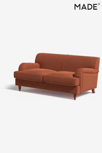 MADE.COM Matt Velvet Burnt Orange Orson 2 Seater Sofa (N76210) | £999