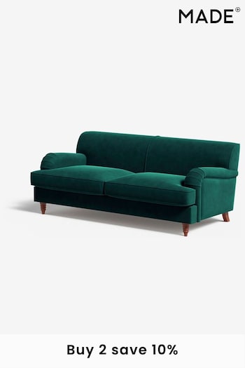 MADE.COM Matt Velvet Teal Green Orson 3 Seater Sofa (N76213) | £1,099