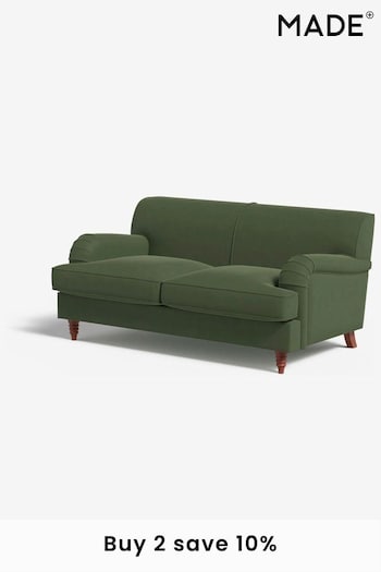 MADE.COM Matt Velvet Grass Green Orson 2 Seater Sofa (N76214) | £999