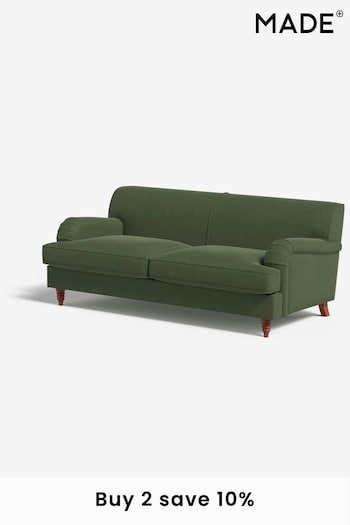 MADE.COM Matt Velvet Grass Green Orson 3 Seater Sofa (N76215) | £1,099