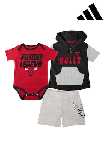 adidas Inside Black NBA Chicago Bulls Bank Shot Creeper Short & T-Shirt Set (N76289) | £36