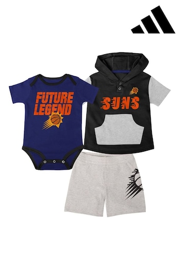 adidas style Black NBA Phoenix Suns Bank Shot Creeper Short & T-Shirt Set (N76296) | £36