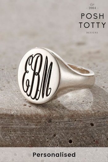 Personalised Mens Chunky Monogrammed Signet Ring by Posh Totty (N76309) | £96