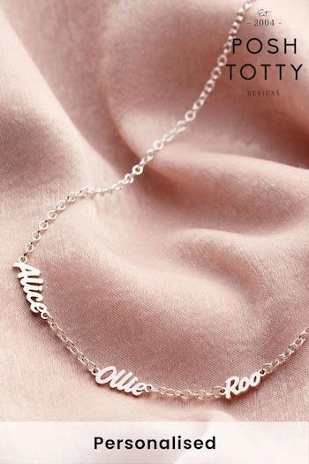 Personalised Family Names Station Necklace by Posh Totty (N76311) | £89