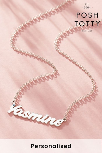 Personalised Birthstone Name Necklace By Posh Totty (N76353) | £120