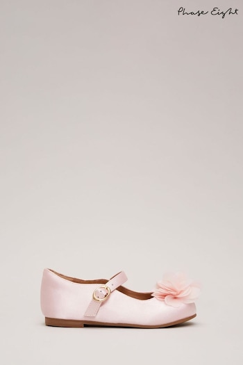Phase Eight Pink Satin Flower Detail Shoes nere (N76359) | £35