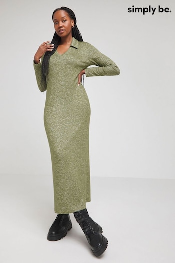 Simply Be Green Cosy Marl Maxi Dress (N76361) | £36
