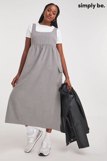 Simply Be Grey Charcoal Apron Midi Dress (N76372) | £39
