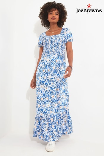 Joe Browns Blue Daisy Print Shirred Maxi Dress (N76415) | £55