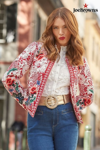 Joe Browns Red Boutique Floral Embroidered Quilted Jacket (N76480) | £105