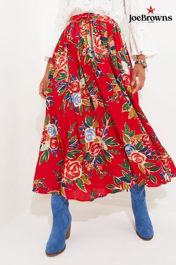 Joe Browns Red Tie Waist Floral Maxi Skirt (N76498) | £55